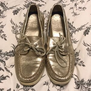 Gold Metallic Sperry Boat Shoes. Size 8.5.